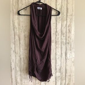 Brown Cowl-neck Tunic Top
